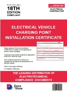 Electric Vehicle Charging Point Installation Certificate (Single Circuit)