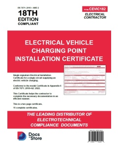Electric Vehicle Charging Point Installation Certificate (Single Circuit)